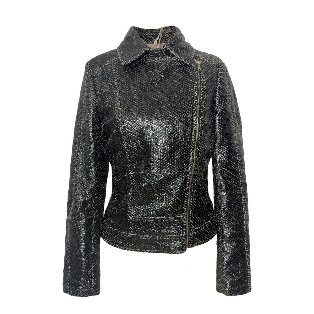 Van Caloen distressed leather biker jacket